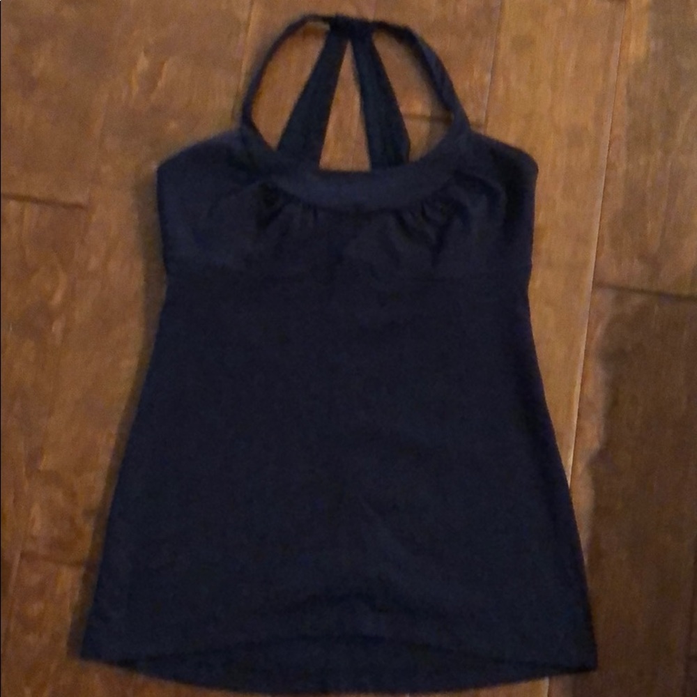 Navy racer back work out top